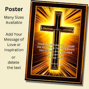 Add Your Scripture, Brown & Golden Christian Cross Poster