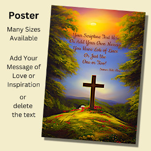 Add Your Scripture, Christian Cross Between Trees Poster