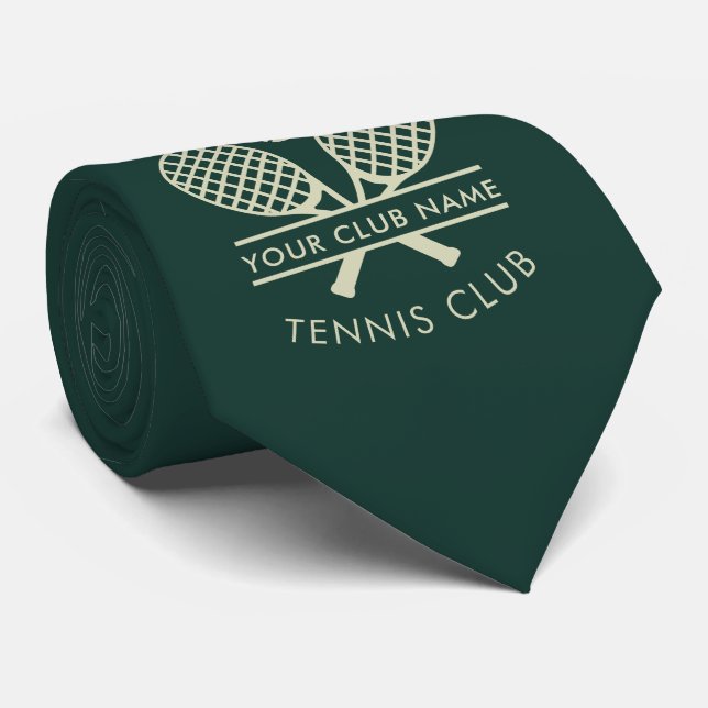 Add Your Tennis Club Name Sports Motif Green Swag Tie (Rolled)
