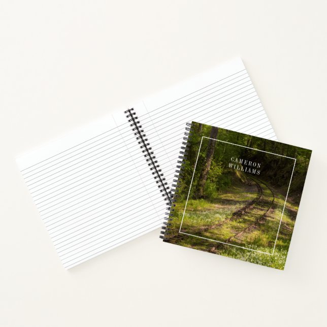 Add Your Text | Abandoned Railroad In A Forest Notebook (Inside)