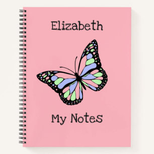 Add Your Text Beautiful Butterfly on Pink Notebook