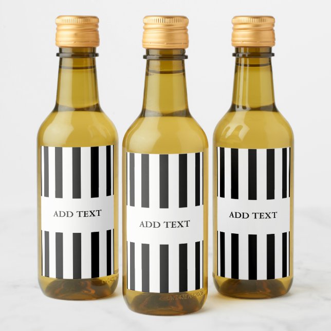 Add Your Text Black & White Referee Mini Wine Label (Bottles)