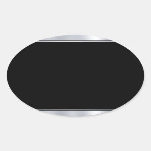 Add Your Text Blank Template Faux Silver Black Oval Sticker
