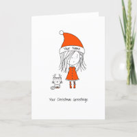 Add Your Text Cute Girl Cat Drawing Funny Girly