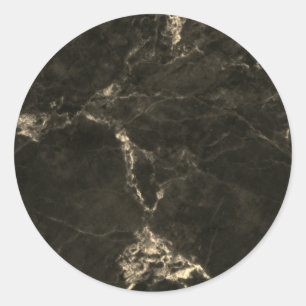 Add Your Text Dark Black Marble Classic Round Sticker