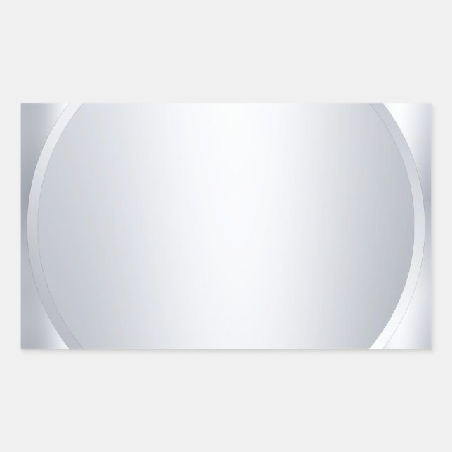 Add Your Text Elegant Metallic Silver Blank Modern Rectangular Sticker (Front)