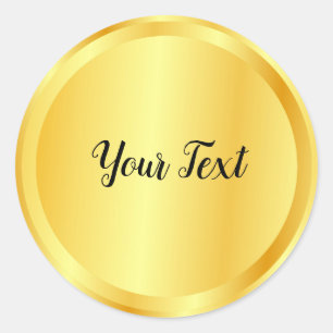 Add Your Text Faux Gold Blank Glamour Template Classic Round Sticker