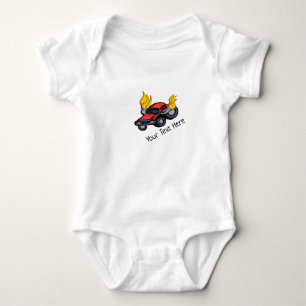 Add Your Text Flaming Car Baby Bodysuit