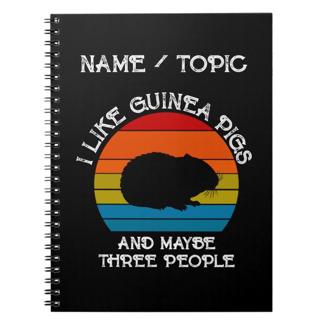 Add Your Text, Guinea Pig on Red Blue Sunset Notebook (Front)