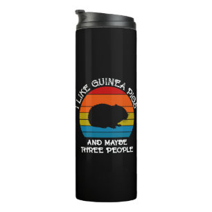 Add Your Text, Guinea Pig on Red Blue Sunset  Thermal Tumbler
