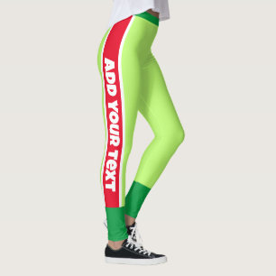 Add your text l Boho colours l Neon l Green Red Leggings