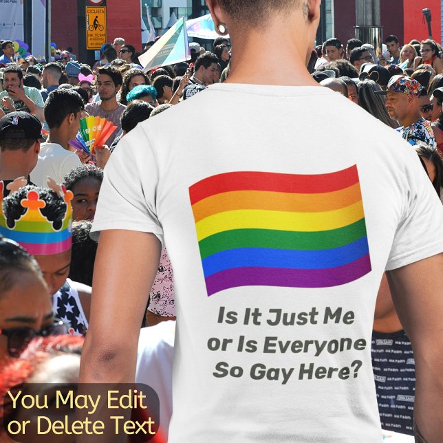 Add Your Text LGBT Gay Pride Flag Rainbow Flag  T-Shirt (Creator Uploaded)