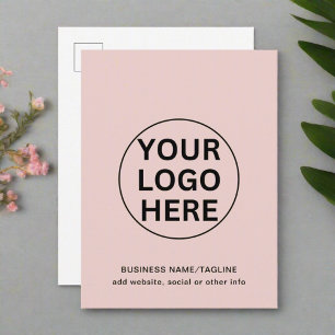 Add Your Text & Logo l Promotional Blush Pink Postcard