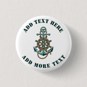 Add Your Text Nautical Anchor Theme 3 Cm Round Badge