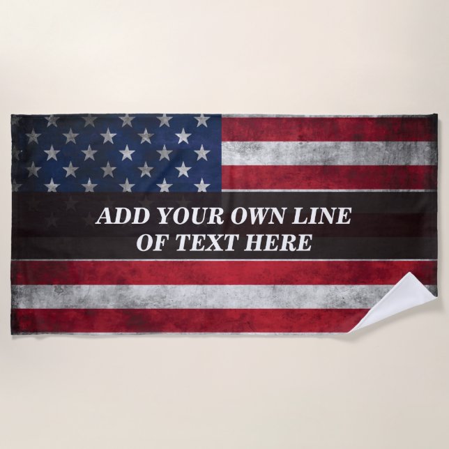 Add your text on American flag  Beach Towel (Front)