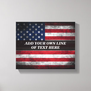 Add your text on American flag  Canvas Print