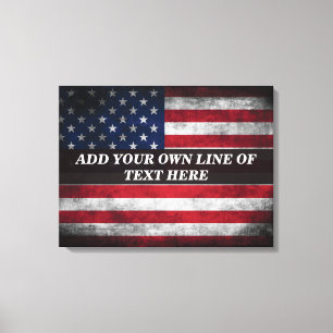 Add your text on American flag Canvas Print