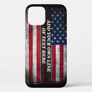 Add your text on American flag iPhone 12 Pro Case