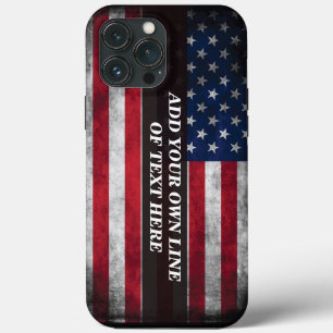 Add your text on American flag iPhone 13 Pro Max Case