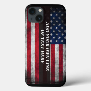 Add your text on American flag iPhone 13 Case