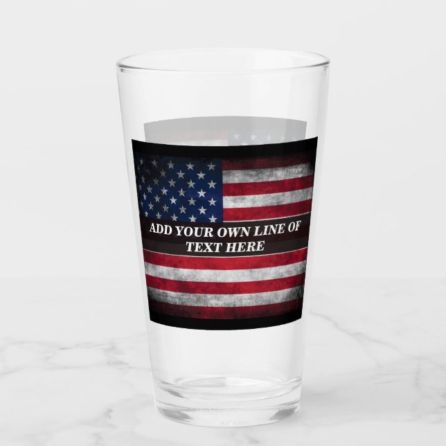 Add your text on American flag  Glass (Front)