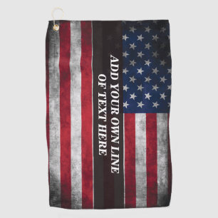Add your text on American flag  Golf Towel
