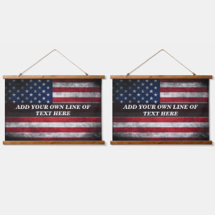 Add your text on American flag Hanging Tapestry