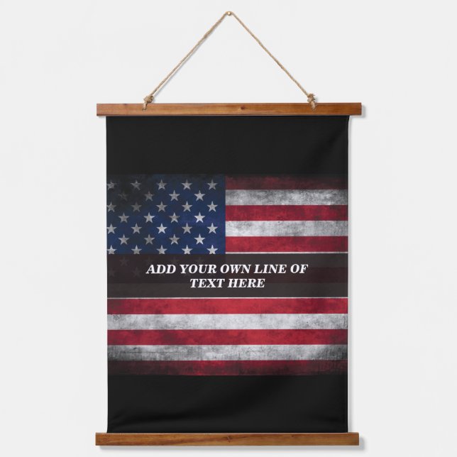 Add your text on American flag  Hanging Tapestry (Front)