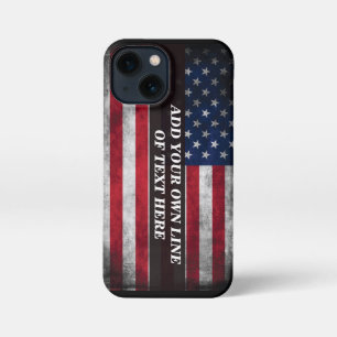Add your text on American flag  iPhone 13 Mini Case