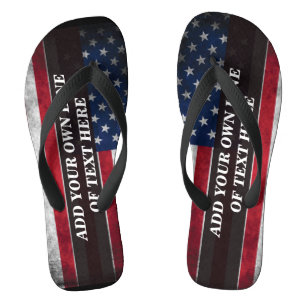 Add your text on American flag  Jandals