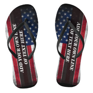 Add your text on American flag  Jandals