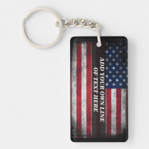 Add your text on American flag  Key Ring