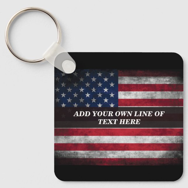 Add your text on American flag Key Ring (Front)