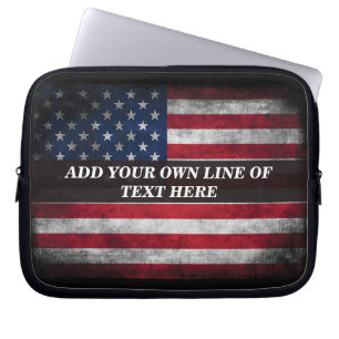 Add your text on American flag  Laptop Sleeve