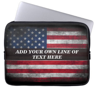 Add your text on American flag Laptop Sleeve