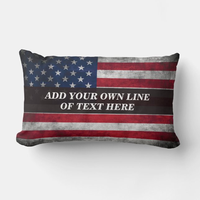 Add your text on American flag  Lumbar Cushion (Front)