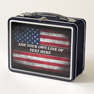 Add your text on American flag  Metal Lunch Box