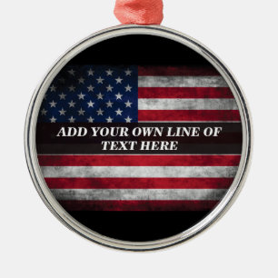 Add your text on American flag Metal Tree Decoration
