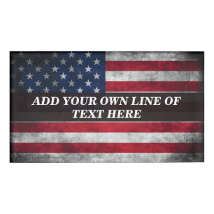 Add your text on American flag Name Tag