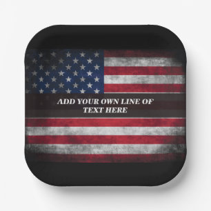 Add your text on American flag Paper Plate