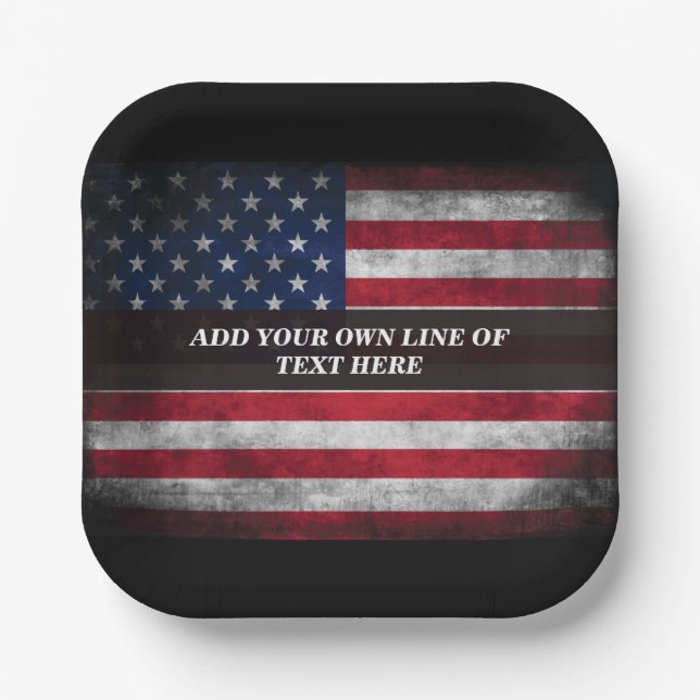 Add your text on American flag  Paper Plate (Front)
