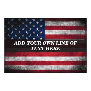 Add your text on American flag Photo Print