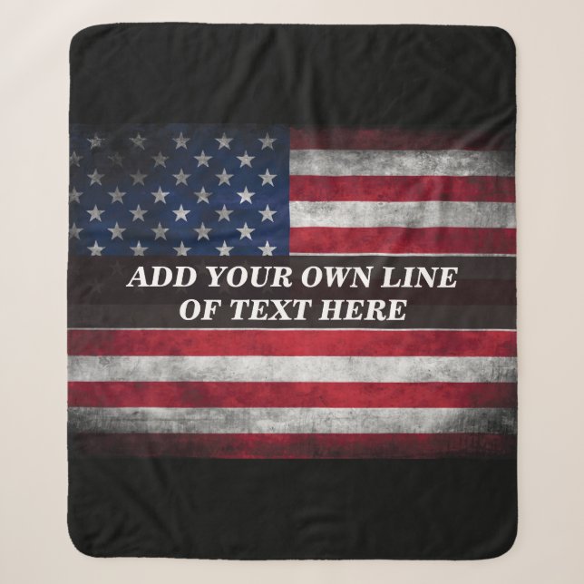 Add your text on American flag  Sherpa Blanket (Front)