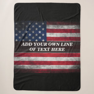 Add your text on American flag Sherpa Blanket