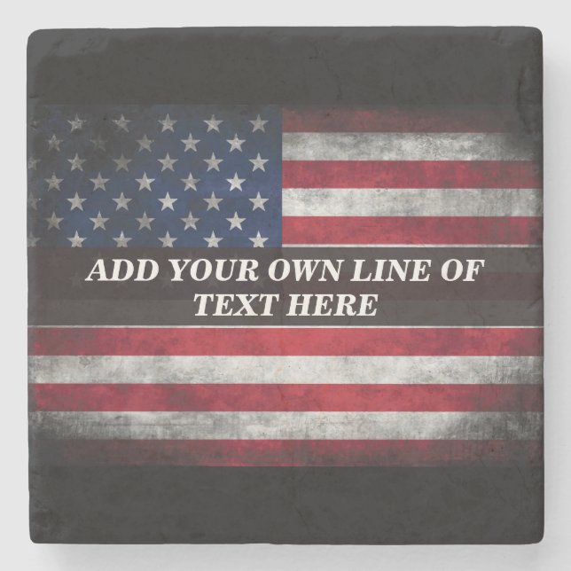 Add your text on American flag  Stone Coaster (Front)