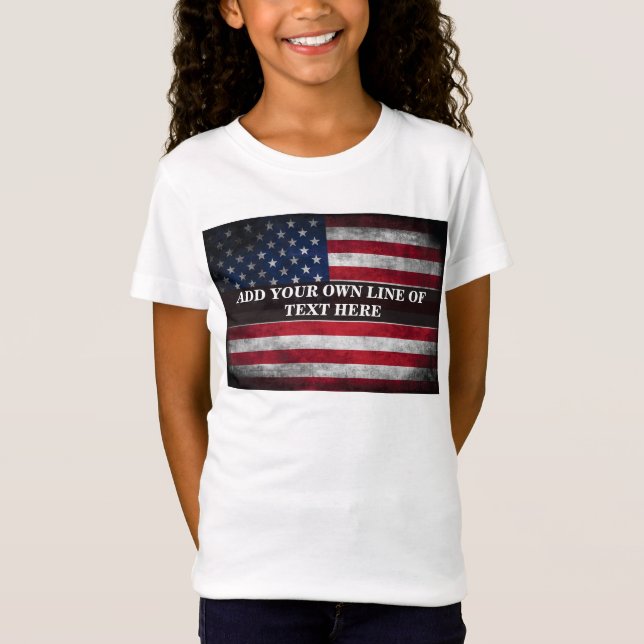 Add your text on American flag  T-Shirt (Front)