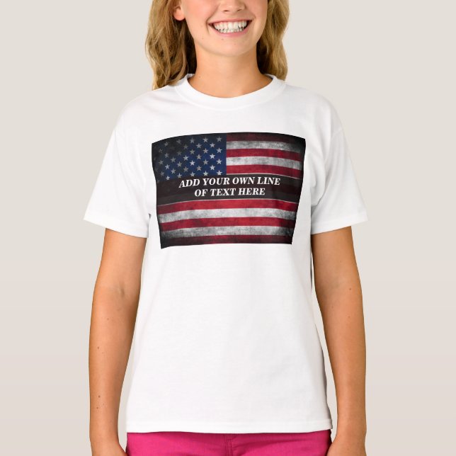 Add your text on American flag  T-Shirt (Front)