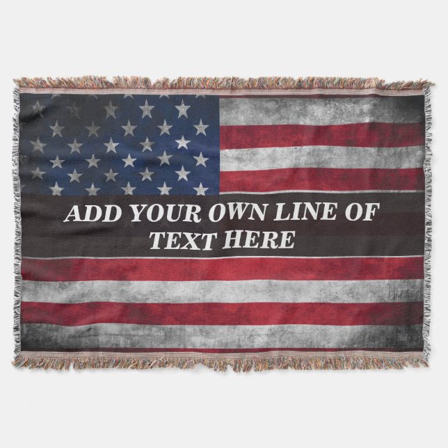 Add your text on American flag  Throw Blanket (Front)