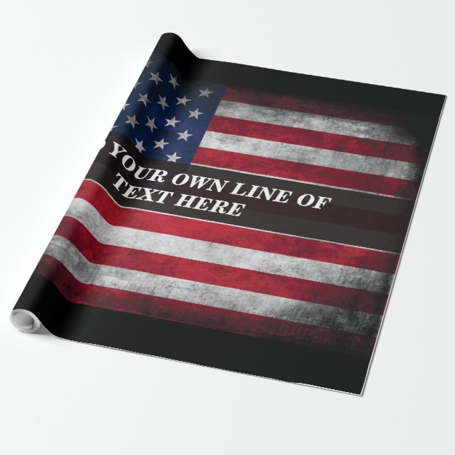 Add your text on American flag  Wrapping Paper (Unrolled)