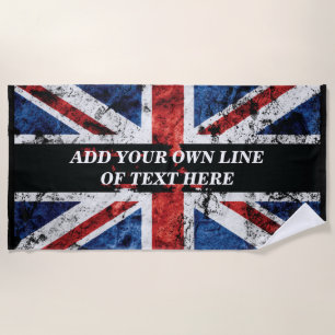 Add your text on English flag Throw Pillow Beach Towel